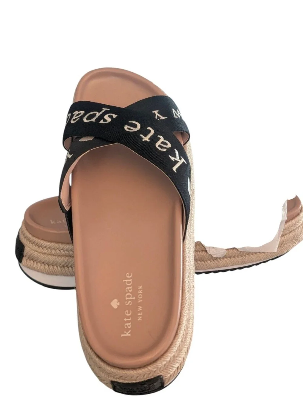 Kate Spade Piper Flatform Espadrilles Black & White lego Sandals size 10